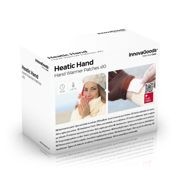 Embalagem dos Adesivos Térmicos InnovaGoods Adesivos térmicos para mãos Heatic Hand da InnovaGoods – embalagem com 10 unidades