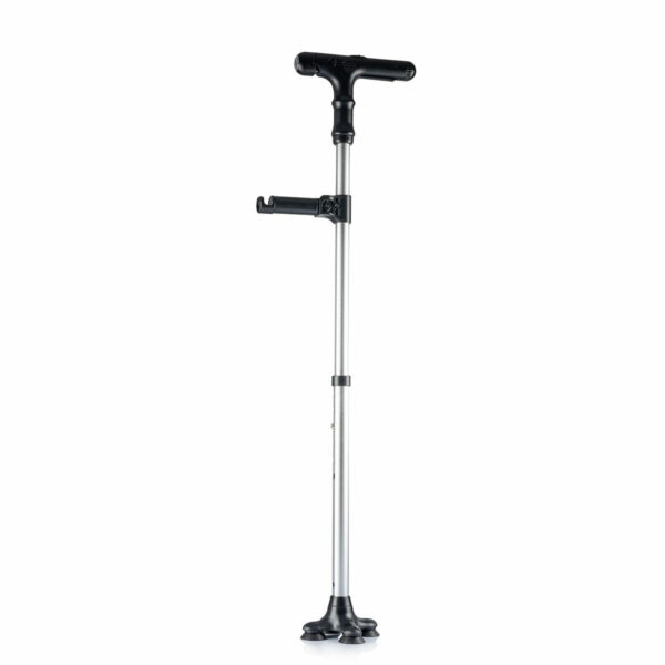 Bengala Extensível com LED e Alarme para Idosos – Ajustável e Segura Bengala extensível preta com LED e alarme para mobilidade segura