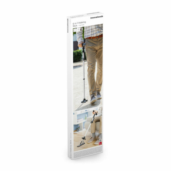 Bengala Extensível com LED e Alarme – Embalagem Original Embalagem da bengala extensível com LED e alarme para idosos