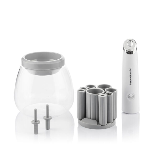 Limpador Automático de Pincéis de Maquilhagem – Kit Completo e Portátil Componentes do limpador automático de pincéis de maquilhagem: base, adaptadores e motor portátil