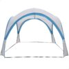 Toldo de praia Aktive azul montado, com bolsa de transporte e proteção solar