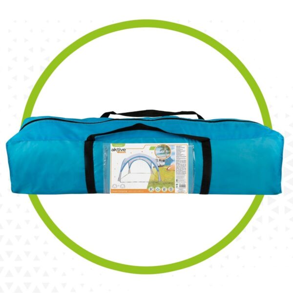Bolsa de transporte do Toldo de Praia Aktive - compacta e leve Bolsa de transporte azul resistente com toldo de praia Aktive dobrado no interior