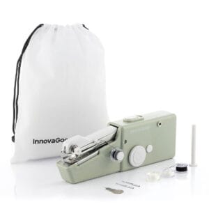 Mini máquina de costura portátil verde InnovaGoods com bolsa de transporte