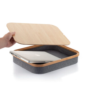 Mesa de Apoio Portátil em Bambu com Tampa Dobrável