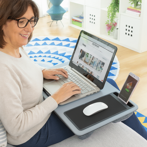Mesa Apoio Portátil Almofada XL Mesa de Apoio Portátil com Almofada XL Confortável para Trabalho e Estudo
