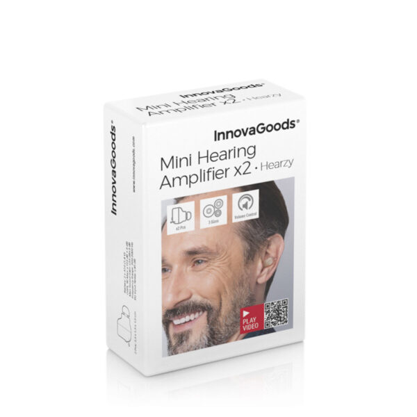 Embalagem do kit de amplificadores auditivos Hearzy da InnovaGoods Embalagem do kit de amplificadores auditivos Hearzy da InnovaGoods