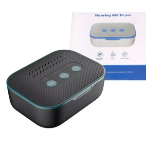 Kit do secador digital GLOVEVE com embalagem e acessórios para aparelhos auditivos