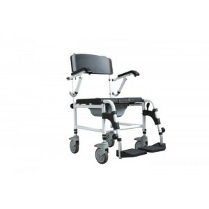 Cadeira de rodas manual com assento sanitário e travões integrada, ideal para idosos com mobilidade reduzida