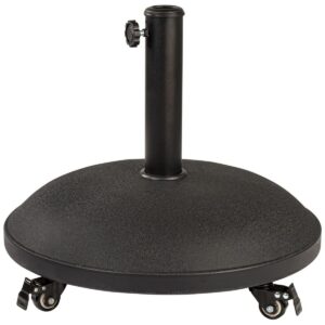 Base para guarda-sol com rodas em resina resistente e suporte ajustável