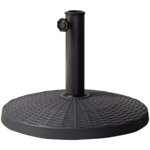 Base redonda para guarda-sol em resina com suporte ajustável para mastro