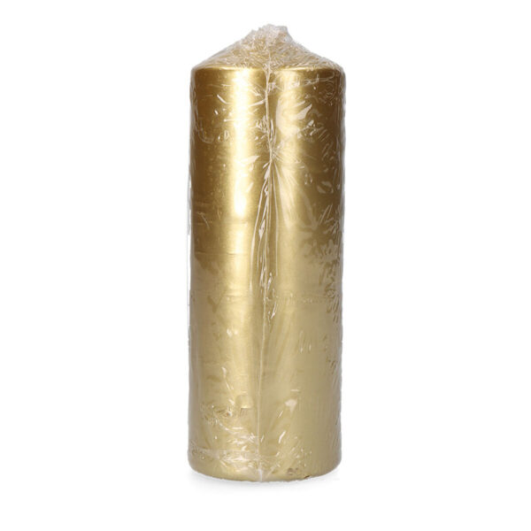 Vela Decorativa Pilar Metálica Dourada – Luz Suave e Aroma Relaxante Vela decorativa pilar metálica dourada com acabamento sofisticado, luz suave e aroma relaxante, ideal para idosos