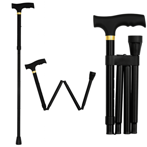 Bastão ortopédico dobrável Reha Fund desmontado em peças, ideal para mobilidade reduzida