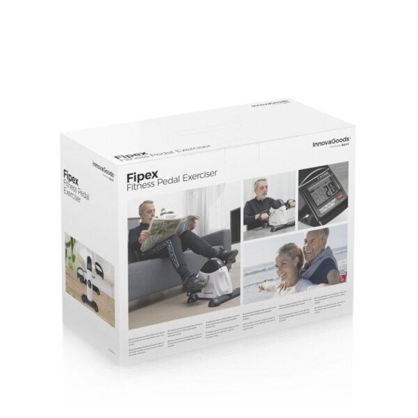 Fipex Fitness Pedal Exerciser InnovaGoods – Exercício em Casa para Idosos Caixa do Fipex Fitness Pedal Exerciser InnovaGoods com imagens de uso para exercícios de pernas e braços, ideal para idosos e reabilitação física.