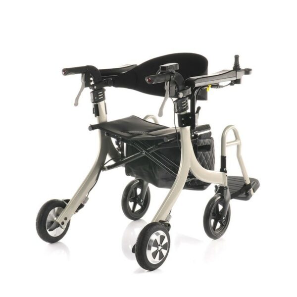 Cadeira elétrica dobrável para idosos com travões Cadeira elétrica dobrável para idosos, com travões, estrutura leve e assento confortável para mobilidade segura.