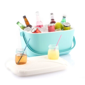 Balde térmico portátil para bebidas geladas, ideal para festas e convívios de idosos
