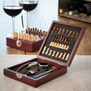 Conjunto de vinho e xadrez em caixa elegante InnovaGoods, ideal para presentes e lazer de idosos