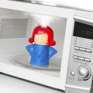 Limpador de micro-ondas Fuming Mum InnovaGoods em uso, com recipientes de água e vinagre
