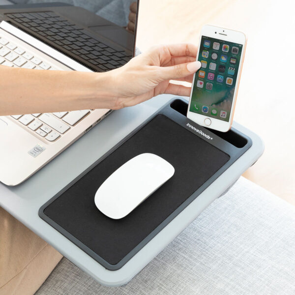 Mesa Portátil Almofada XL InnovaGoods – Conforto e Estabilidade Mesa para portátil com almofada XL InnovaGoods com suporte para telemóvel