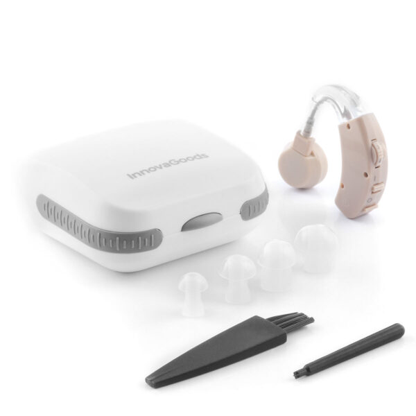 Amplificador auditivo recarregável com estojo portátil e acessórios Kit de amplificador auditivo recarregável com estojo e acessórios