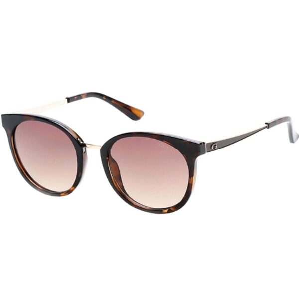 Guess GU7459 – Óculos Escuros Femininos com Proteção UV400 Óculos escuros femininos Guess GU7459 com lentes degradê e proteção UV400 – acetato marrom/rosa