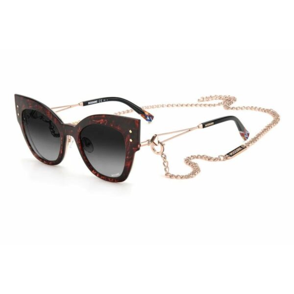 Missoni MIS-0054-CS-DDB – armação dourada cat-eye com clip-on solar cinzento Ø53 mm