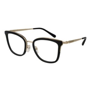 Armação de óculos feminina Michael Kors 0MK3032 513332 preto e dourado vista de perfil