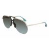 Óculos escuros femininos Victoria Beckham 65 mm, aviador em metal nude light crystal, lentes cinza degradê com proteção UV400