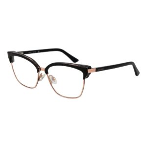 Armação de óculos feminina Guess GU2945 54001, preto com dourado, metal + acetato, leve e ergonômica