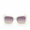 Óculos de sol femininos Guess brancos, armação quadrada, lentes 53 mm, proteção UV400