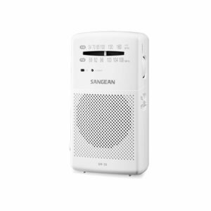 Sangean SR35W – Rádio Portátil AM/FM (Branco) Rádio portátil Sangean SR35W branco, AM/FM, com altifalante frontal