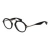 Armação de óculos masculina Yohji Yamamoto YY1017 49019 preta, formato redondo, pronta para lentes graduadas