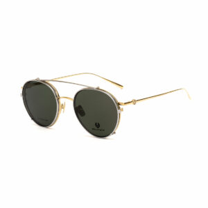 Óculos Belstaff Clip On Dourado Feminino – Lentes Cinzentas Ø 53 mm Óculos Belstaff dourado clip on feminino com lentes cinzentas degradadas e proteção UV400