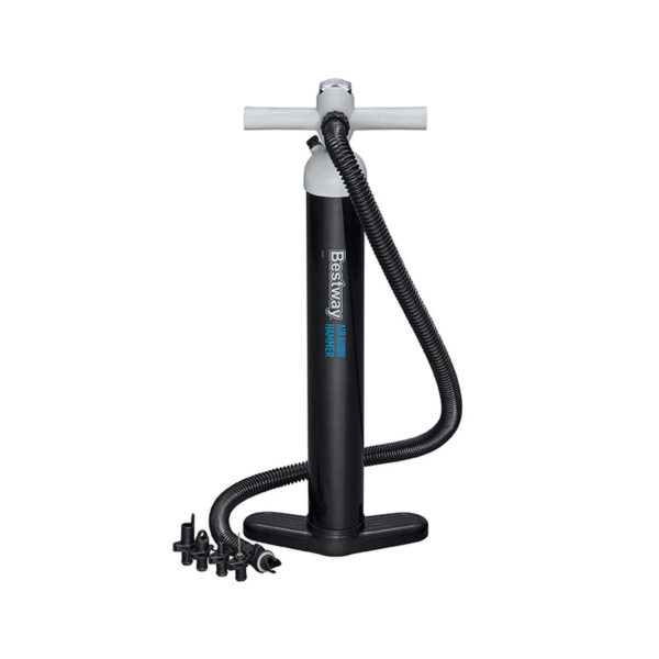 Inflador de Mão Bestway com Manômetro | Bomba de Ar Portátil Bestway inflador de mão esportivo com manômetro — bomba de ar manual portátil 25×10,5×65 cm