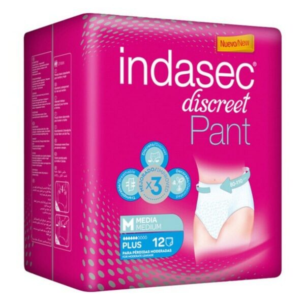 Fraldas Indasec Pant Plus M – 12 unidades Fraldas Indasec Pant Plus descartáveis para mulheres, pack 12 unidades