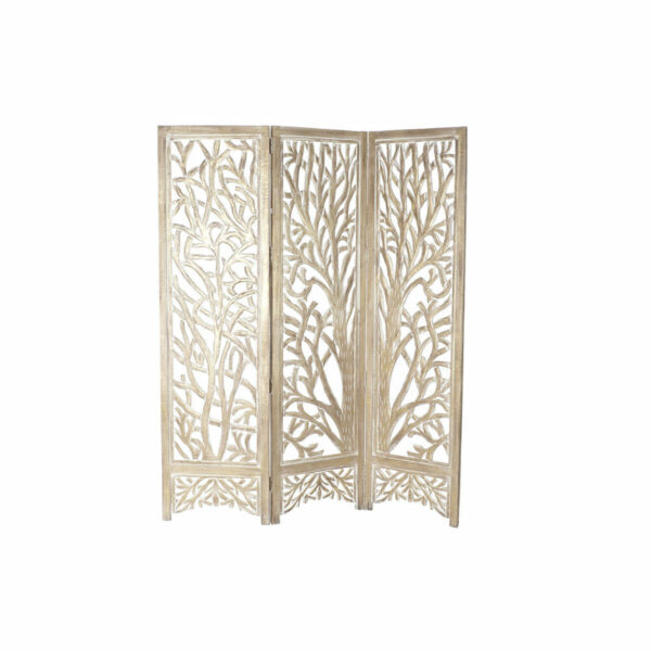 Biombo DKD Home Decor — Madeira de Mangueira (153 × 2,5 × 182 cm) Biombo DKD Home Decor em madeira de mangueira, 3 folhas, recorte árvore, cor natural