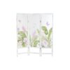 Biombo DKD Home Decor tropical semitransparente em MDF 150 × 2 × 180 cm com folhas verdes e flores rosa