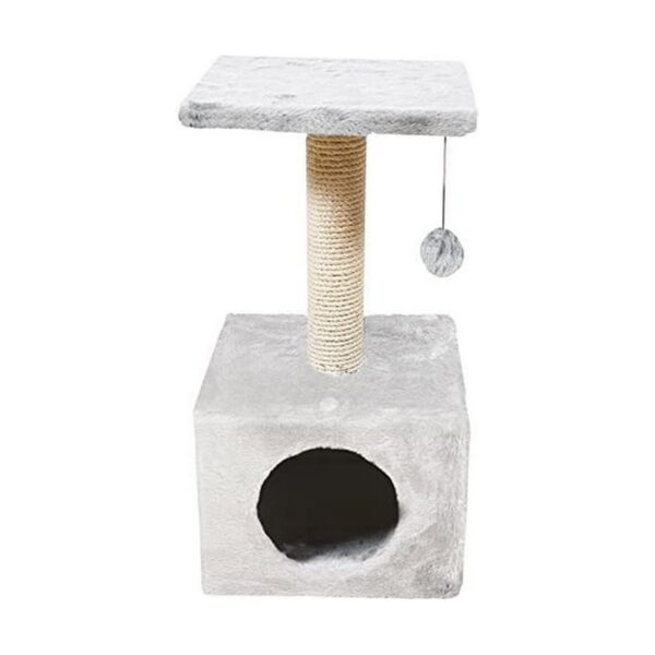 Arranhador Nayeco Savanna 60 x 30 x 30 cm – Cinzento Claro Arranhador para Gatos Nayeco Savanna cinzento claro com poste, toca e plataforma superior