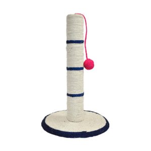 Arranhador Nayeco – Bege, poste de sisal com base circular Arranhador para gatos Nayeco bege com poste de sisal, base circular e bola pendente