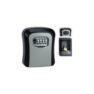 Caixa de segurança prateada para chaves com combinação de 4 dígitos e fixação na parede Caixa de Segurança para Chaves com código de 4 dígitos