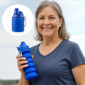 V0103233Garrafa Dobrável de Silicone Bentle InnovaGoods Garrafa dobrável de silicone azul 500ml reutilizável InnovaGoods