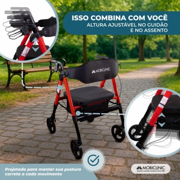Andador Bariátrico Dobrável com Freios e Rodas 360º | Suporta até 204 kg - QA00206/07