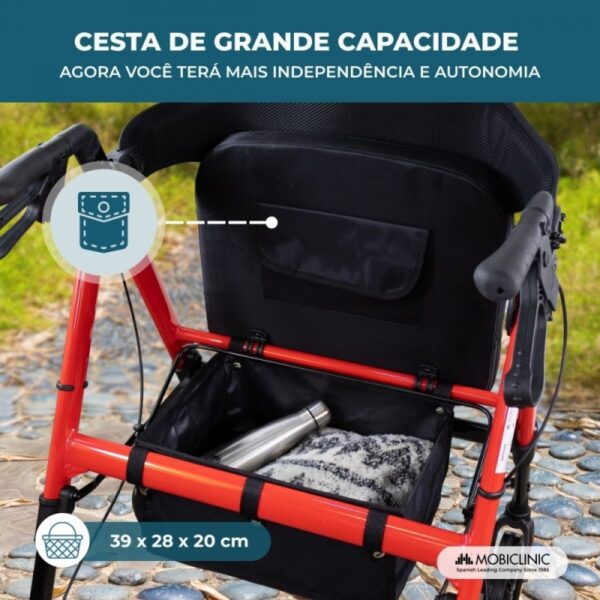 Andador Bariátrico Dobrável com Freios e Rodas 360º | Suporta até 204 kg - QA00206/07