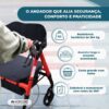 Andador Bariátrico Dobrável com Freios e Rodas 360º | Suporta até 204 kg - QA00206/07