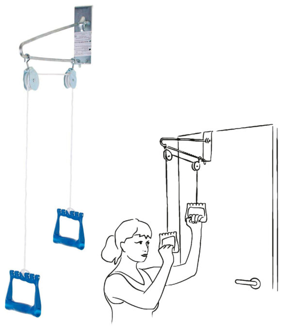Polia de Exercícios para Braços – Reha Fund RF-881 Polia de reabilitação Reha Fund RF-881 para exercícios de mobilidade dos braços, com sistema de fixação à porta
