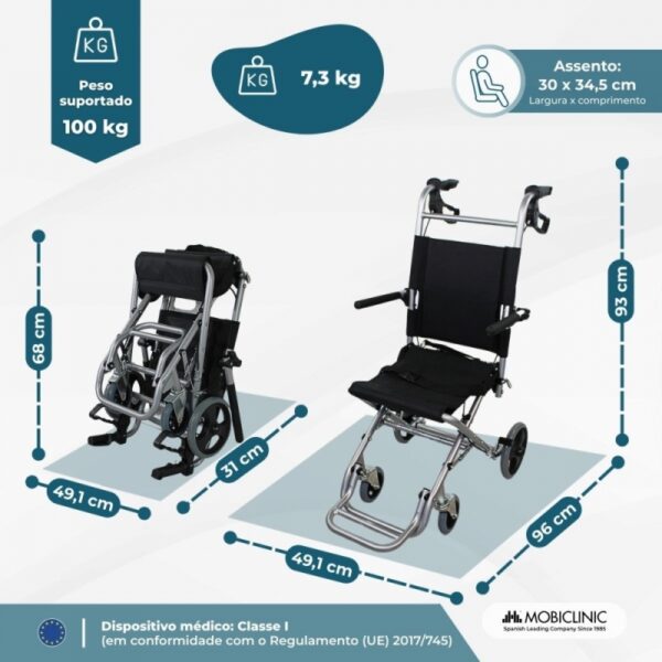 Cadeira de rodas alumínio Dobrável com Rodas pequenas - Mobiclinic Neptuno MA-00359/06