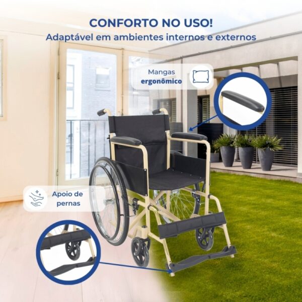 Cadeira de rodas dobrável, Aço, Rodas grandes -  Denver Creme Mobiclinic MA-00461/07