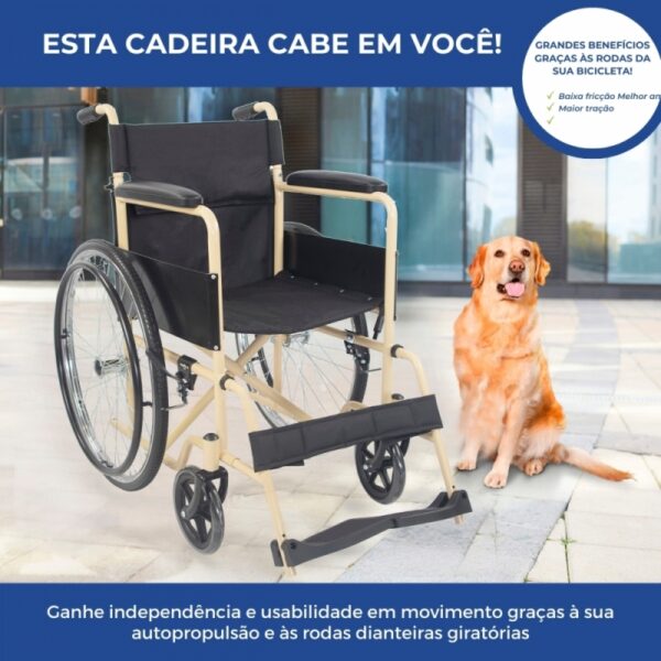 Cadeira de rodas dobrável, Aço, Rodas grandes -  Denver Creme Mobiclinic MA-00461/07