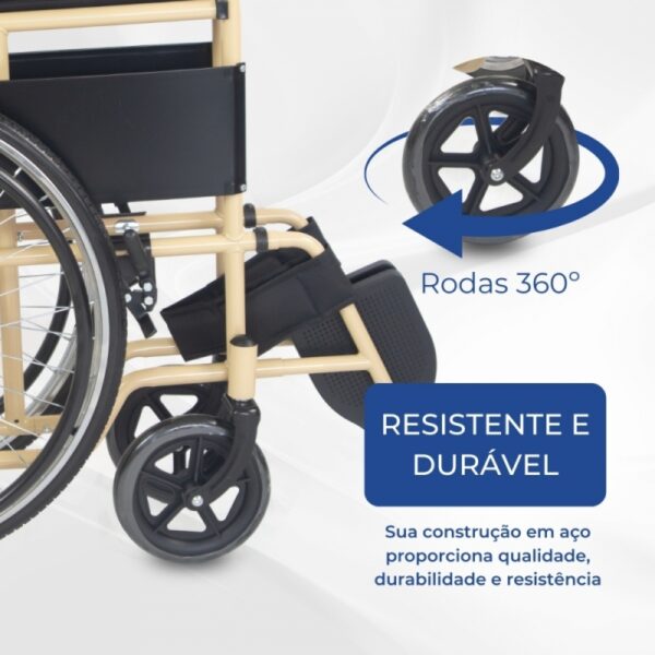 Cadeira de rodas dobrável, Aço, Rodas grandes -  Denver Creme Mobiclinic MA-00461/07