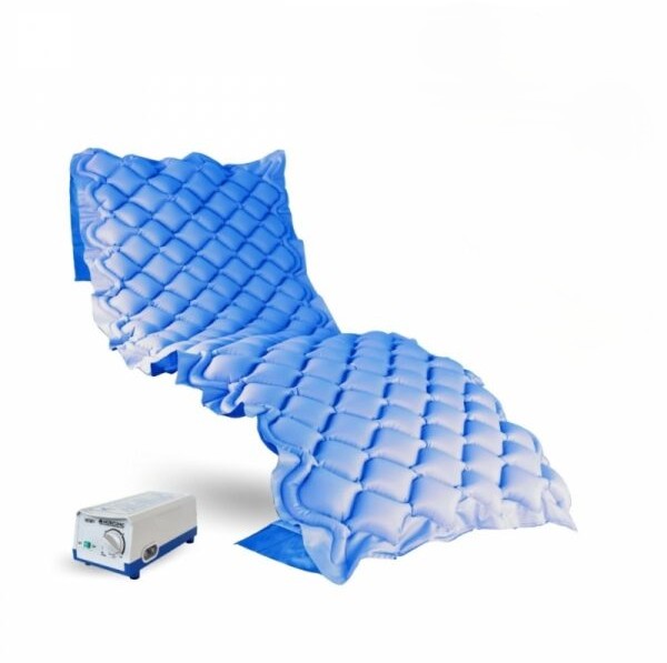 Colchão antiescaras Mobi 1 com compressor, 130 células, PVC médico ignífugo, azul Saiba como descrever o propósito da imagem(abre num novo separador). Deixe em branco caso a imagem seja meramente decorativa