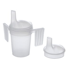re2016_ha-fund-rf-895 Copo para beber RF-895 com duas tampas e pegas ergonómicas, ideal para idosos ou pessoas acamadas ingerirem líquidos com segurança.